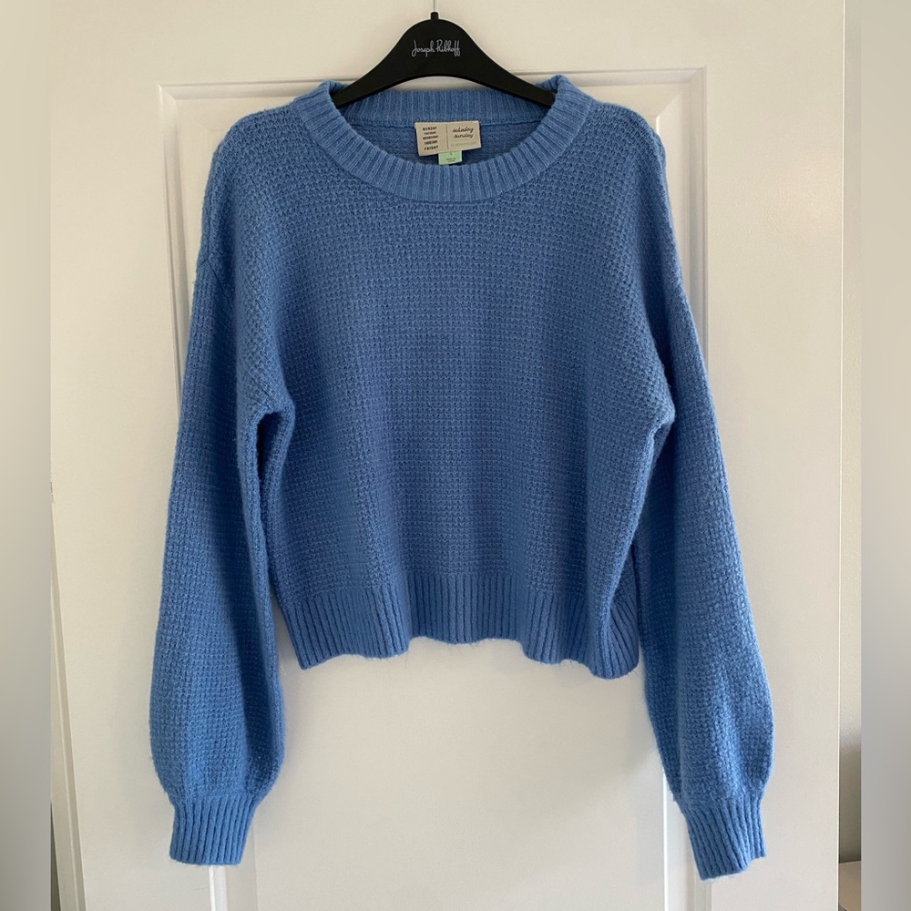 Anthropologie Blue Crew Neck Knit Sweater Size Small